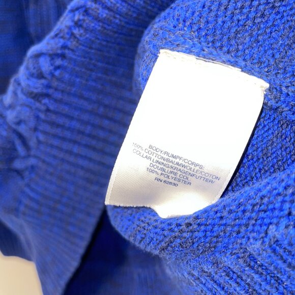 Lands End Blue Cable Knit Half-Zip Sweater L 14-16 - Picture 6 of 6